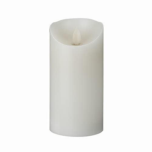 Image of Fire Tek 3 x 6 Inch Flameless Pillar Candle, 1 Programable LED Pillar Candle - Dancing Flame, For Home, Weddings, And Parties, White Real Wax Battery Pillar Candle, Remote Sold Separately,
