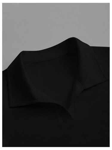 SHENHE Women's Short Sleeve Shirt Collared V Neck Slim Fitted Tight Casual Tee Tops4