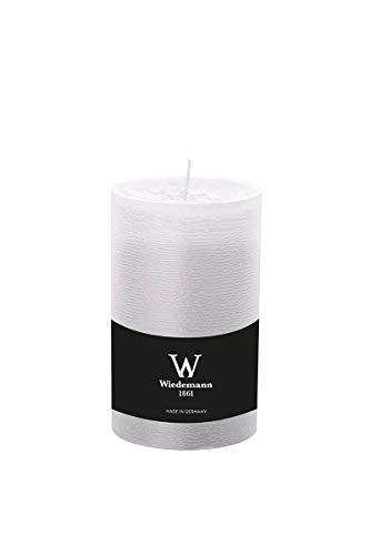 INNA-Glas Candela a Colonna/Candela di Cera Aurora, Bianco, 13cm, Ø7,8cm, 63h - Made in Germany - Candelotto/Candela Rustica