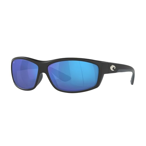 Costa Del Mar Sunglasses for Men - Tuna Alley Mens Polarized Sunglasses - Fishing, Boating & Beach UV Protection - Size 62 - Matte Black/Blue Mirror 580G