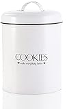 Yesland Vintage Farmhouse Cookies Jars with Lid, White Cute Cookie Container & Tins, Kitchen Food Storage Holder for Storage Cookies, Biscuits, Flour, Sugar, Coffee & Tea for Housewarming (5 L)