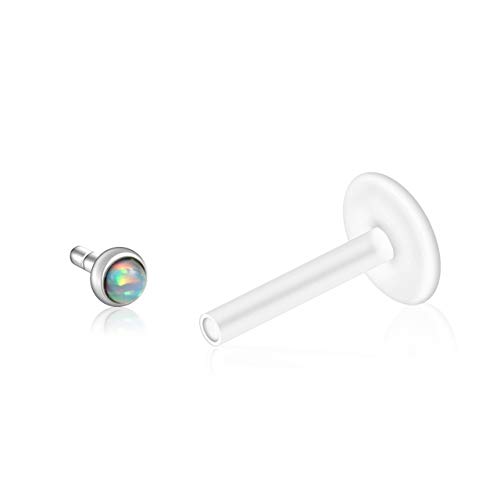 PiercingJ 8-10pcs 16G Stainless Steel + UV Flexible Acrylic Opal Crystal Tragus Retainer Flexible Acrylic Lip Ring Labret Monroe Studs Tragus Helix Cartilage Barbell Earring3