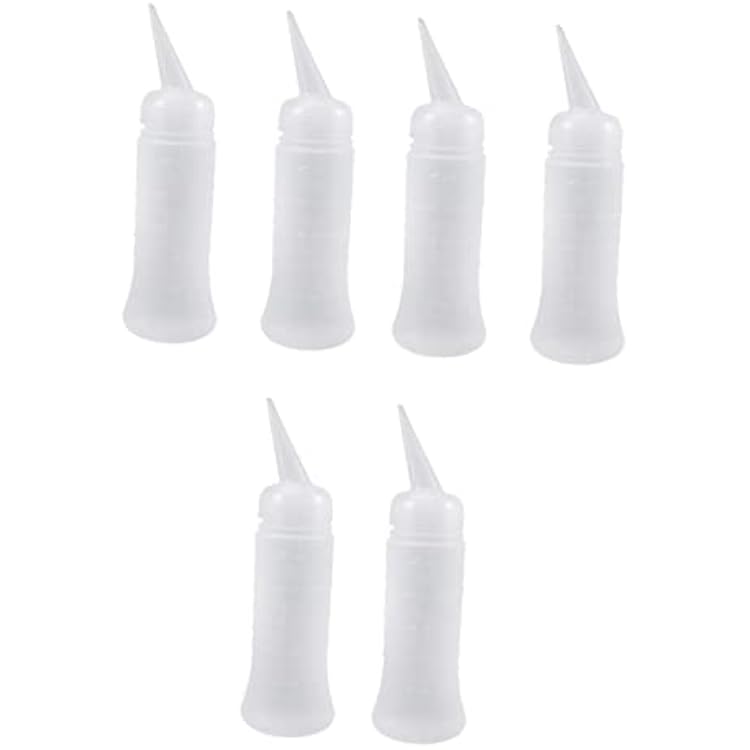 KICHOUSE 6pcs Plastic Squeeze Bottles Nozzle Caps for Hair Spray Refillable Toiletry Bottles for Shampoo Conditioner Oils