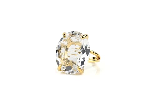 Bague ovale en cristal de quartz facetté et or 14K pour femme par Anémone Bijoux