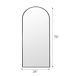 Floor Full Length Mirror, Arched Mirrors Full Length 76"x34" Freestanding Large & with Aluminum Frame&Wall Mounted & Hanging or Leaning& Full Body Mirror for Bedroom, Black - Image 3