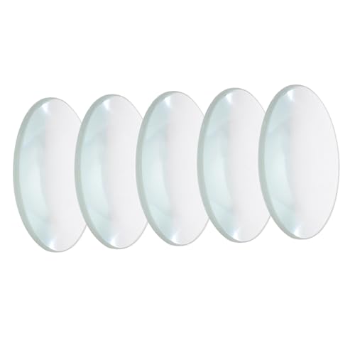 Garneck 50mm Diameter Double Convex Lens 100mm Focal Length 5pcs Optical Lenses Science Teaching Kit Convex Glass Lens