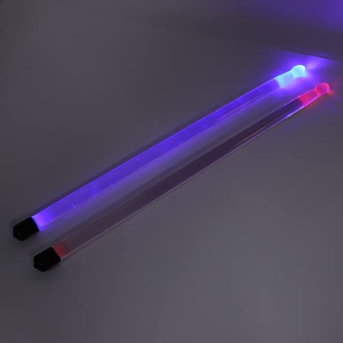2 peças de baquetas luminosas com luz noturna LED baquetas de bateria acrílicas transparentes para p