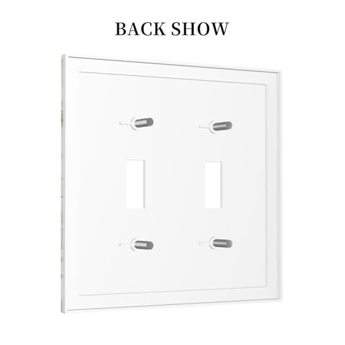 Decorative Switch Plate Covers Rustic Ink Green Leaves White Florals Flower 2 Gang Light Switch Cover Plate Unique Double Toggle Wall Plate Light Switch Covers for Bedroom Decor