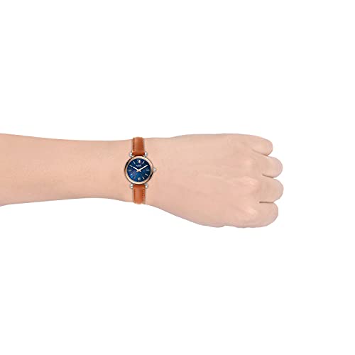 Fossil-Women-Leather-Carlie-Mini-Analog-Blue-Dial-Watch-Es4701-Band-Color-Brown