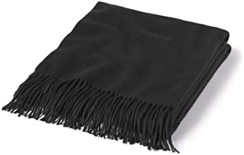 State Cashmere Throw Blanket with Decorative Fringe - Ultra Soft Accent Blanket for Couch, Sofa & Bed Made with 100% Inner Mongolian Cashmere - Crafted Home Accessories - (Black, 60"x50")