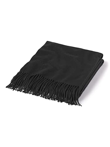 State Cashmere Home Throw Blanket with Decorative Fringe 100% Pure Cashmere Ultra Soft Accent Blanket for Couch, Sofa & Bed (Black, 60"x50")