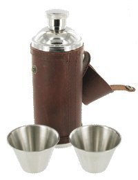 Flasque en cuir espagnol marron haut de gamme et acier flc8s avec initiales gravées