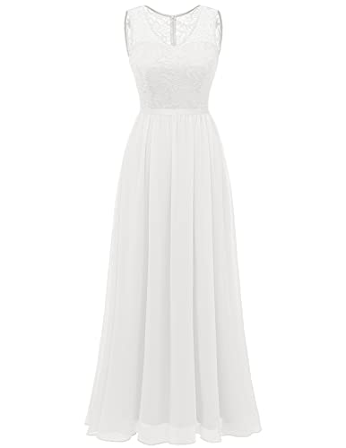 Abendkleid lang DRESSTELLS Damen in Weiß für Hochzeiten
