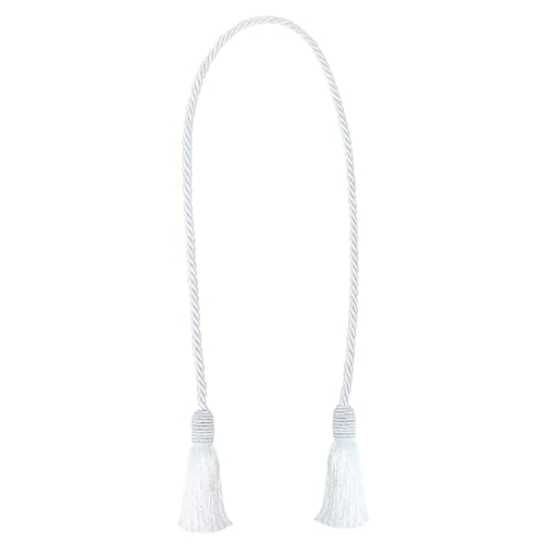 Image of 2 Pack Curtain Tiebacks Handmade Decorative Curtain Holdbacks Rope with Tassel - White
