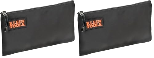 Image of Klein Tools 5139B Zipper Bag, Cordura Nylon Tool Pouch with Heavy-Duty Nylon Zipper Close, 12-1/2-Inch, Black (Pack of 2)