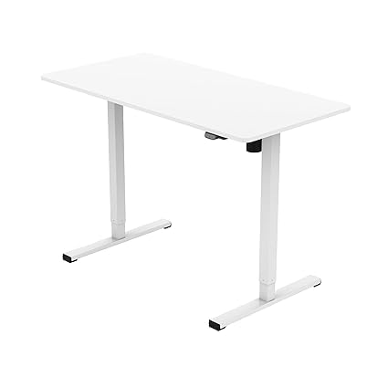 ERGOMATE Motorized Height Adjustable Desk (1400x700mm/4.5x2.25ft Frame & Laminated Table top) (White Frame & White Table Top)