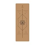 5 mm dicke Yogamatte aus Gummi und Kork – 68 cm extra breit mit Ausrichtungslinien for Gymnastik Yoga(Posture line 3)