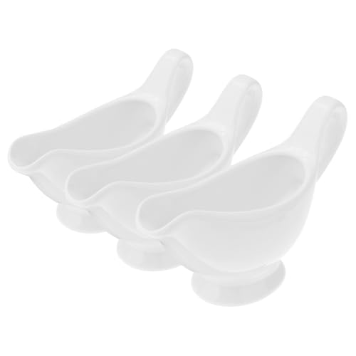MUCKLILY 3pcs Sauce Pot Sauce Containers Sauce Dispenser Sauce Boat Serving Sauce Pitcher Gravy Serving Boat Condiment Bowl Ceramic Gravy Boat Soy Sauce Bowls Gravy Saucer White Ceramics