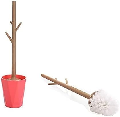 トイレブラシ 木 レトロ ケース付き おしゃれ雑貨 レッド 別倉庫からの配送