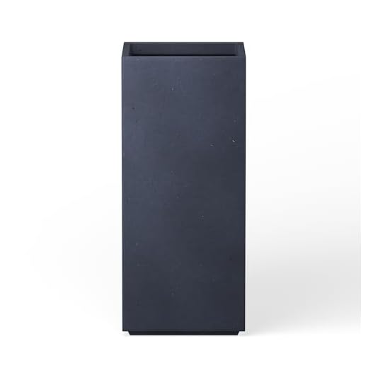 Kante 27.6" H Tall Rectangular Concrete Planter, Modern Square Diameter Plant Pot with Drainage Hole and Rubber Plug for Indoor Outdoor Home Patio Garden, Charcoal