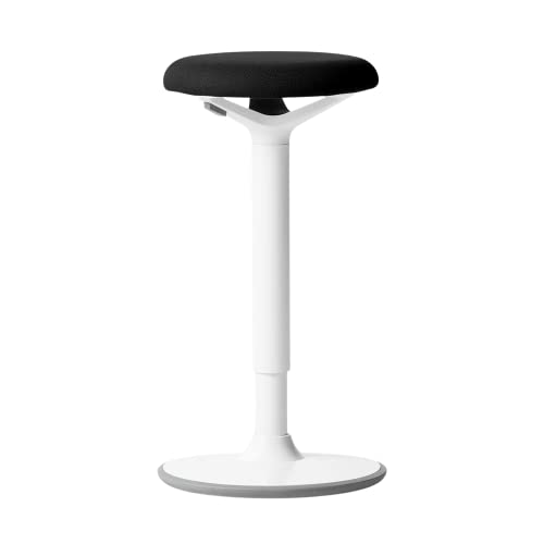 Image of Fully Luna Standing Desk and Task Stool - Ergonomic Balance Office Wobble Chair - Slip-Resistant Rubberized Base (White Base, Black Cushion)