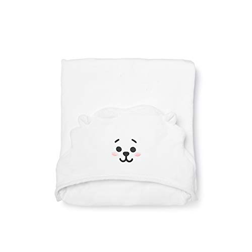 BT21 Official Merchandise by Line Friends - RJ Character Hooded Throw Blanket for Indoor/Outdoor, White