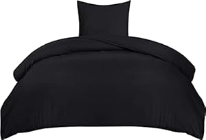 Utopia Bedding Dekbedovertrek Set - Zachte Microvezel Dekbedovertrek 140x200cm met Kussensloop 65x65cm - Beddengoed Dekbedovertrek Set - Zwart