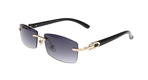 Flawless Slim Dean Rimless Sunglasses Rectangular Metal & Wood Art Glasses - Main Image