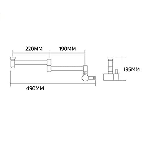 Robinet de cuisine avec bras double joint rétractable en nickel