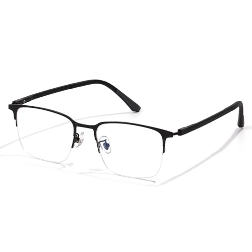 Image of ZanyLen Blue Light Blocking Glasses Men Computer Gaming Glasses Rectangle Metal Semi-rimless Frame