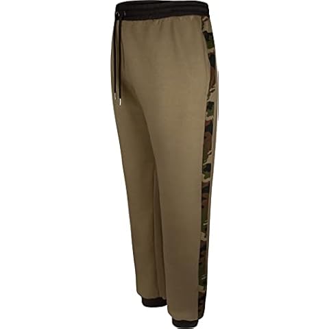 Uptheir Walkabout Men's Joggers in Green with Pockets - Comfortable Large Fit Activewear - Contrast Trim Sports Trousers - Cuffed Hem Sweatpants - 5XL x 29L Cover