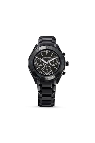 Swarovski Watch 39mm, Swiss Made, Metal bracelet, Black, Black finish