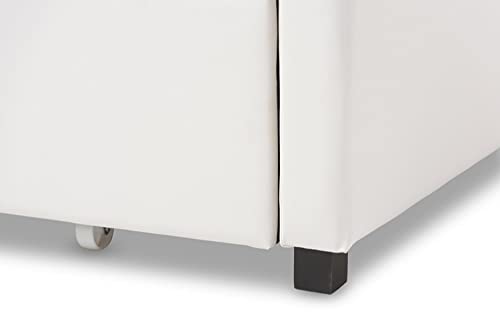Baxton Studio Vera Faux Leather Twin Daybed With Trundle In White #TOP3