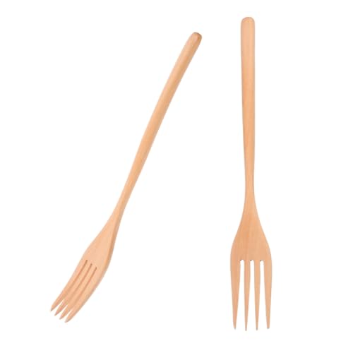 Hemobllo Forchette Da Insalata in Legno Naturale 2 Pezzi, Forchette Lunghe Per Mescolare e Servire, Utensili Da Cucina Riutilizzabili Per Insalate e Frutta, Adatte Per Uso Domestico e Professionale