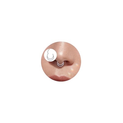 Lantine Silber 16g Septum Piercing Doppelter Zirkonia Septum Ring Nasenpiercing Ring Chirurgenstahl Daith Conch Helix Tragus Piercing Ohr Segmentring Clicker Nasenring 8mm