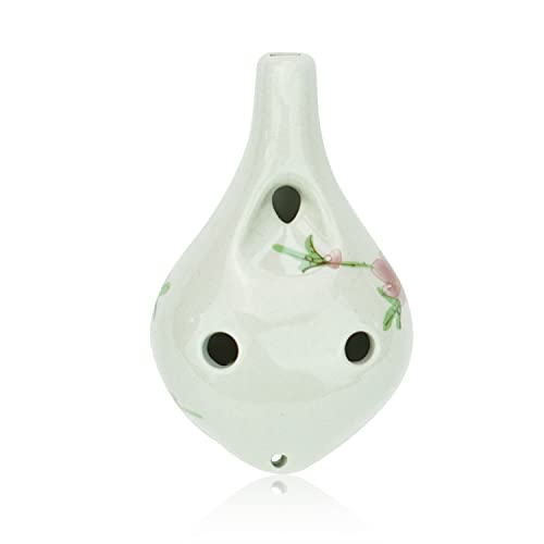 OcarinaWind "Bird Loves Flower" 6 Hole Ceramic Ocarina,6 Hole Alto C Ocarina,Hand Painting,Christmas Gift Idea