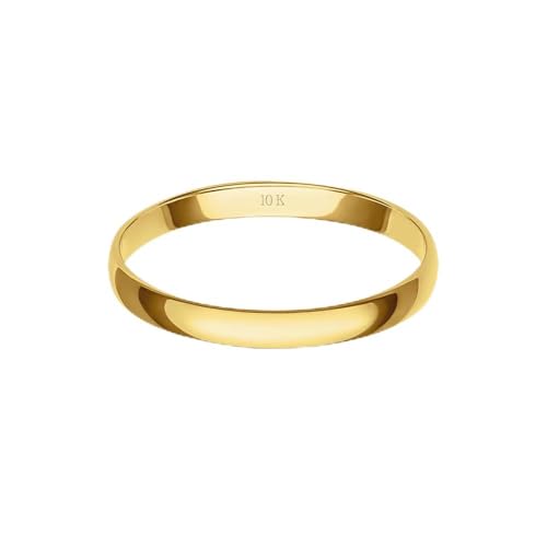 Women's 10K or 14K Rose, White or Yellow Gold 2MM Petite Classic Plain Wedding Band by Brilliant Expressions