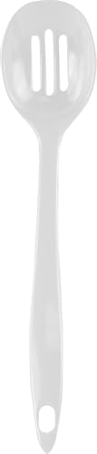 Reston Lloyd Melamine Slotted Spoon Kitchen Utensil, Premium Quality Utensil with Heat Resistant Ergonomic Handle, Durable BPA-Free Plastic, 11.5 inch long, One Piece, White
