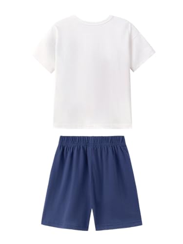 Image of HILEELANG Toddler Boy Summer Outfit Set 2 Piece Short Sleeve T Shirt and Short Soft Breathable Cotton Clothing Sets 2-7T