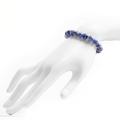Image of Clearain Natural Gemstones Bracelet 8mm Chakra Round Beads Energy Power Crystal Reiki Healing Elastic Stretch 7 Inch for Women Men Unisex