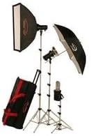 Photogenic AKC990BK 960 WS Portrait Studio 3 Light Soft Box Kit with 3 AKC320B StudioMax III Strobe Light, AK2432 24 x32 inch Soft Box