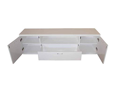 Image of APRODZ Mango Wood Pagan TV Stand Cabinet for Home | TV Unit for Living Room | White Finish