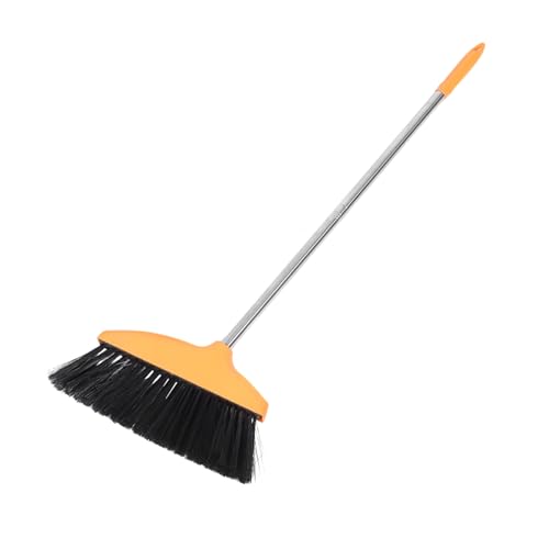 Mikinona Patio Cleaning Broom Soft Bristle Stainless Steel Long Handle Heavy Duty Commercial Sweeper