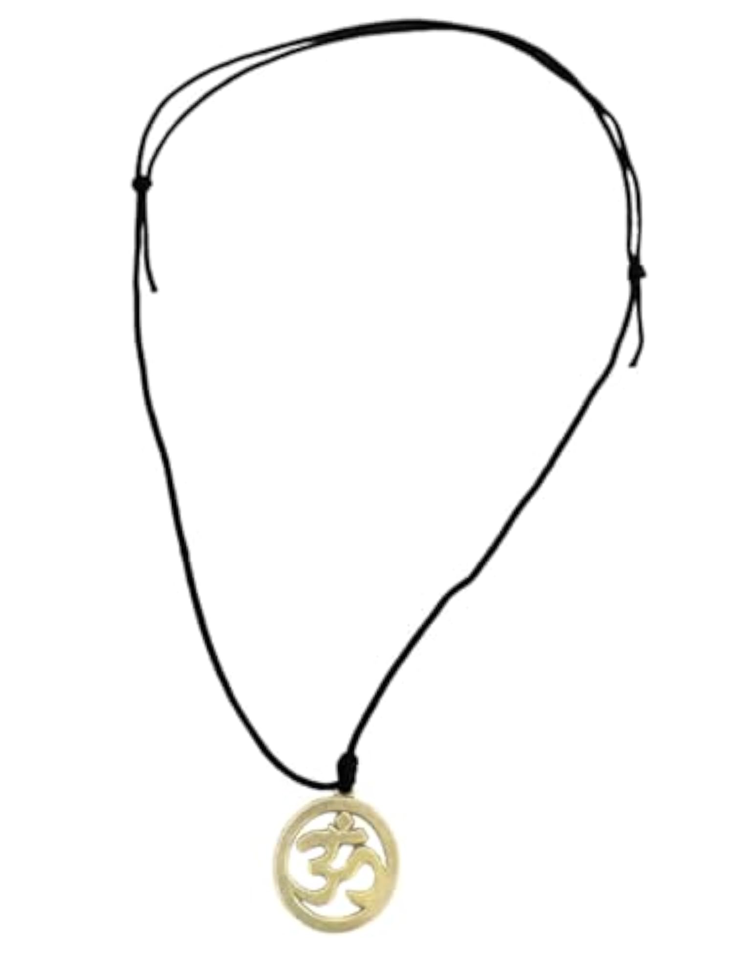 Unisex Adjustable Golden Om Locket Pendant on Black Thread