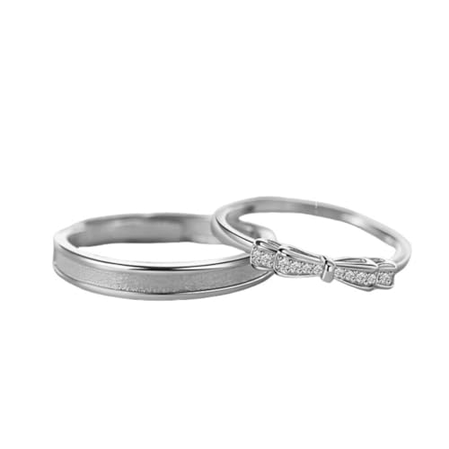 Alliance argent 925 couple réglable avec nœud papillon, bague bijoux élégants duo