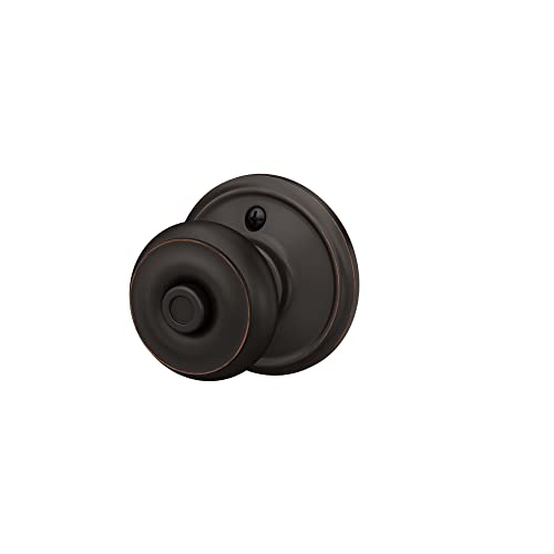 Image of SCHLAGE F40 GEO 716 Georgian Door Knob, Bed & Bath Privacy Lock, Aged Bronze (Pack of 4)