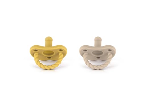 Image of Sweetie Pacifier Soother Baby Silicone Baby Pacifier Soft Silicone Certified BPA Free Set of 2 (Light Brown-Yellow)