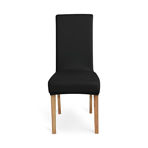 Amazon Basics Dining Chair Covers, Stretch Parson/Dining Chair Slipcover, Removable Washable Chair Protector for Home/Restaurant/Banquet, Black Pack of 6