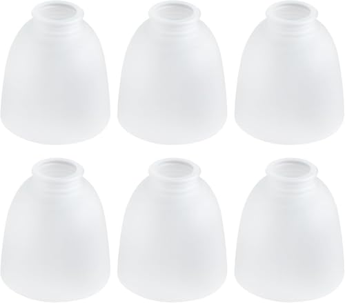 Image of 6 Pack Ceiling Fan Glass Shade Replacements, White Frosted Glass Shade Globes Lampshades for Light Fixtures Chandelier Wall Sconces Pendant Light, Vanity Lights, 1.65 In Fitter