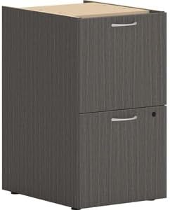 15 in. 2 x File & File Mod Pedestal Support Desk Component Drawer - Steel Ball Bearing Slate Teak Laminate